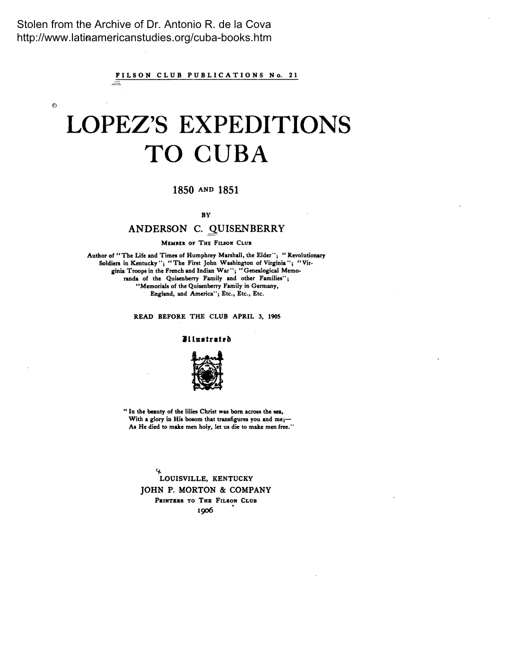 Lopez's Expeditions to Cuba, 1850 and 1851