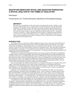 Identifying Mortuary Ritual and Ancestor Veneration: a Spatial Analysis of the Tombs at Hualcayán