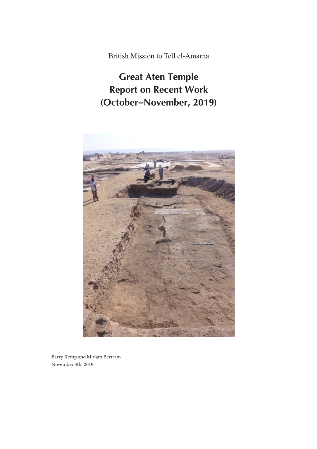 Great Aten Temple Report on Recent Work (October–November, 2019)