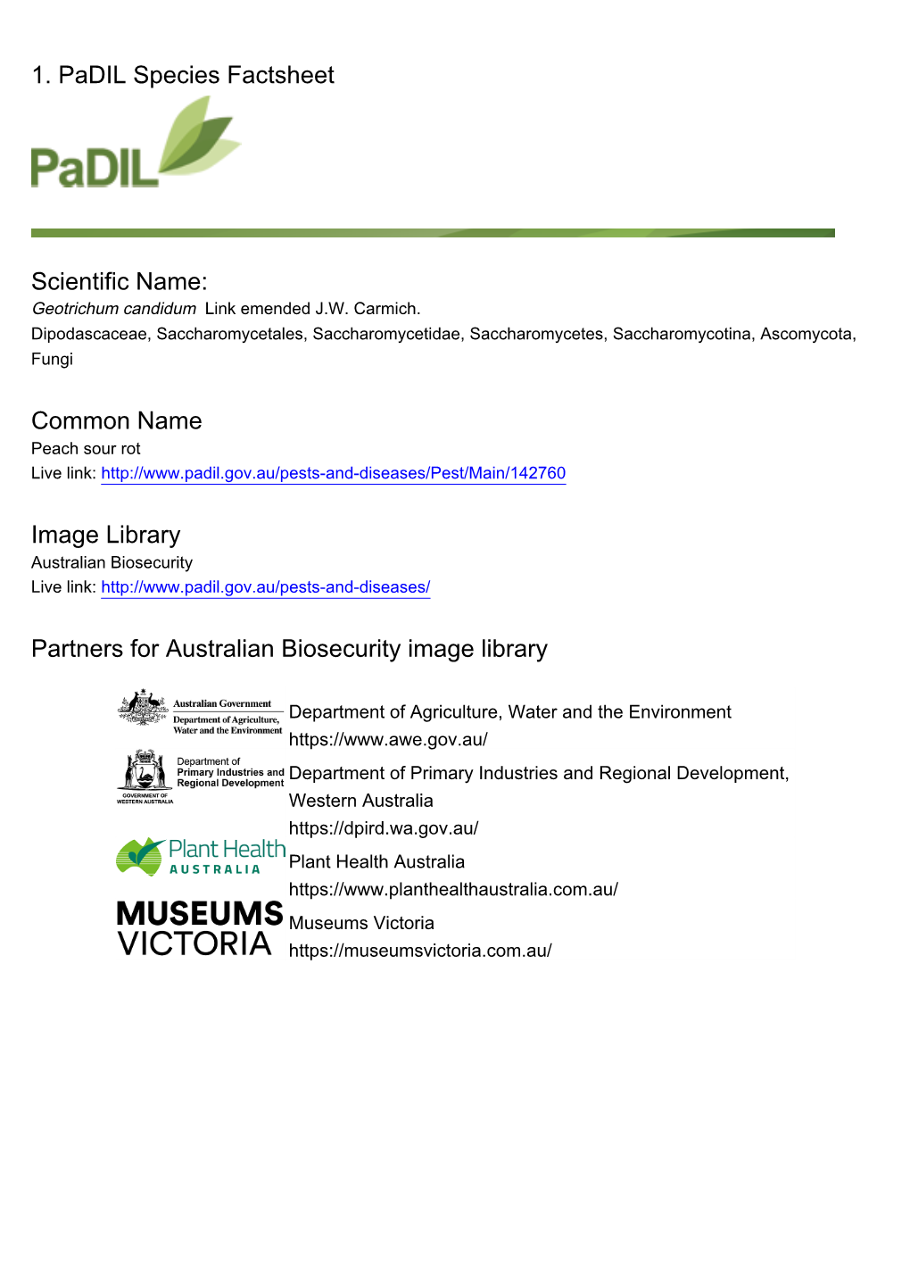 1. Padil Species Factsheet Scientific Name: Common Name Image