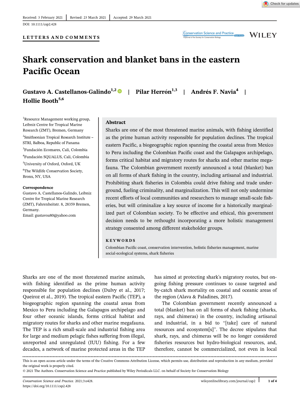 Shark Conservation and Blanket Bans in the Eastern Pacific Ocean