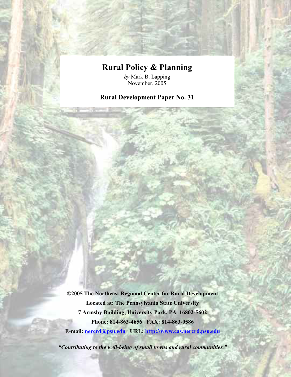 Rural Policy & Planning