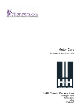 Motor Cars Thursday 19 April 2012 16:00