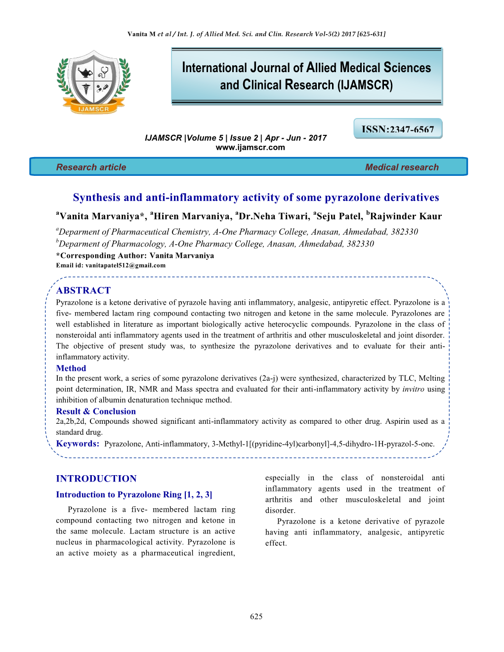 International Journal of Allied Medical Sciences and Clinical Research