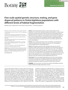 Fine-Scale Spatial Genetic Structure, Mating, and Gene Dispersal Patterns in Parkia Biglobosa Populations with Different Levels of Habitat Fragmentation