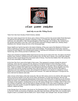 Clan Gunn Origins