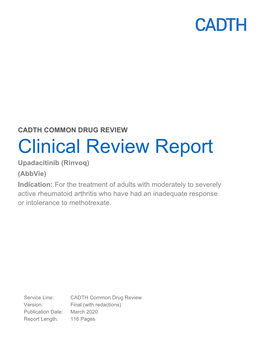 Clinical Review Report for Upadacitinib (Rinvoq) 2
