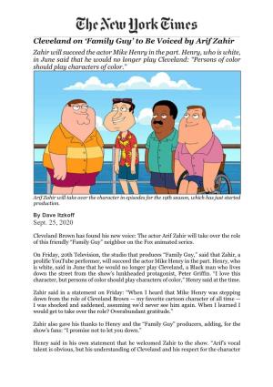 'Family Guy' to Be Voiced by Arif Zahir