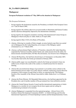 P6 TA-PROV(2009)0392 Madagascar