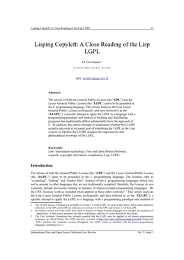 Lisping Copyleft: a Close Reading of the Lisp LGPL 15