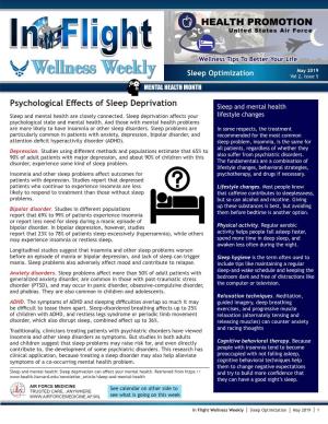 Psychological Effects of Sleep Deprivation Sleep and Mental Health Sleep and Mental Health Are Closely Connected
