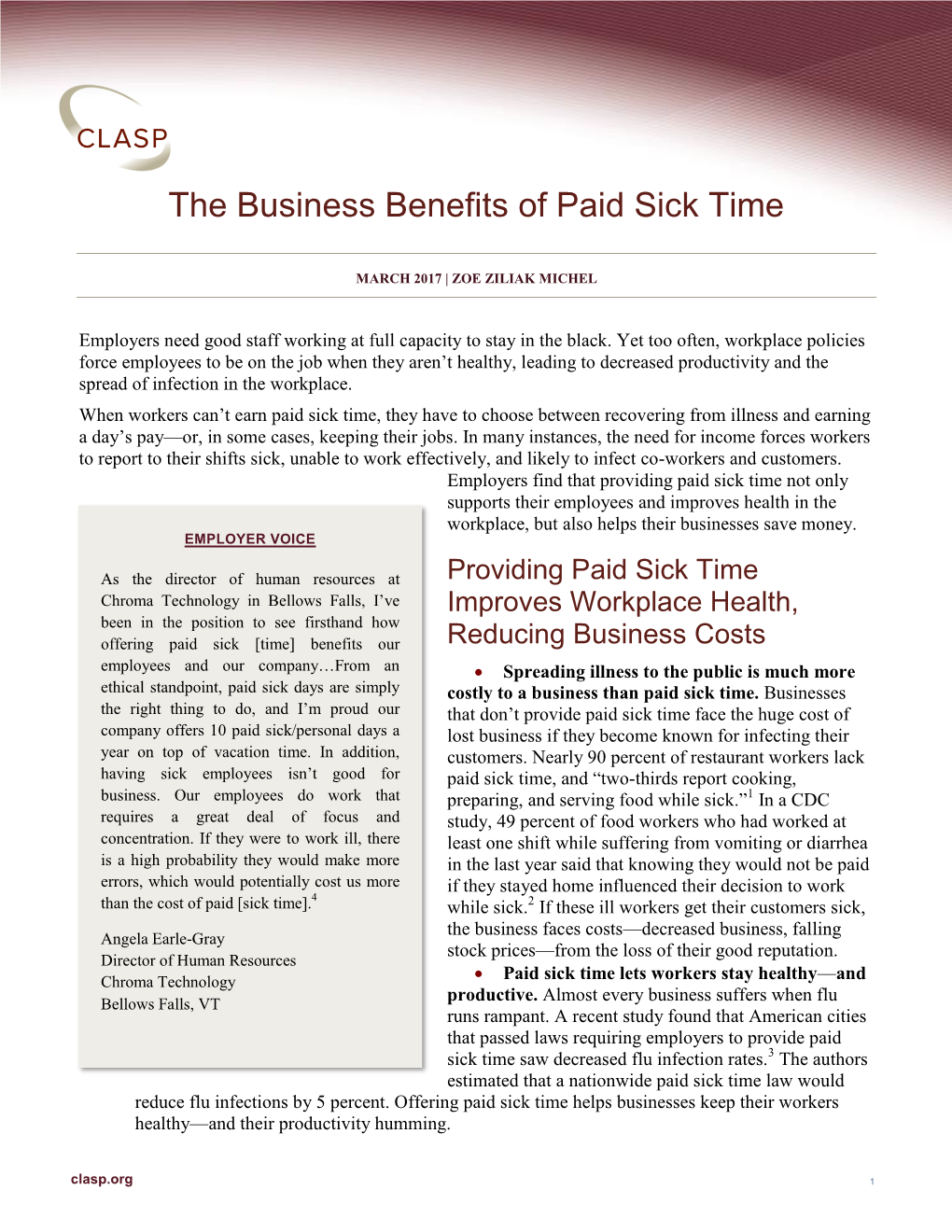 The Business Benefits of Paid Sick Time