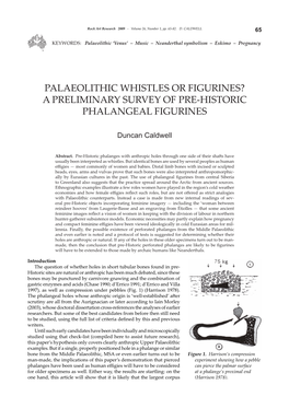 Palaeolithic Whistles Or Figurines? a Preliminary Survey of Pre-Historic Phalangeal Figurines