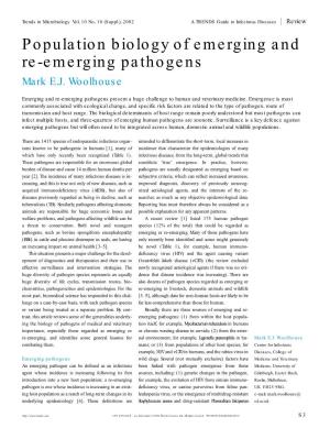 Population Biology of Emerging and Re-Emerging Pathogens Mark E.J
