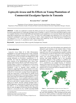Leptocybe Invasa, Effect on Growth, Eucalypts Trees, Tanzania