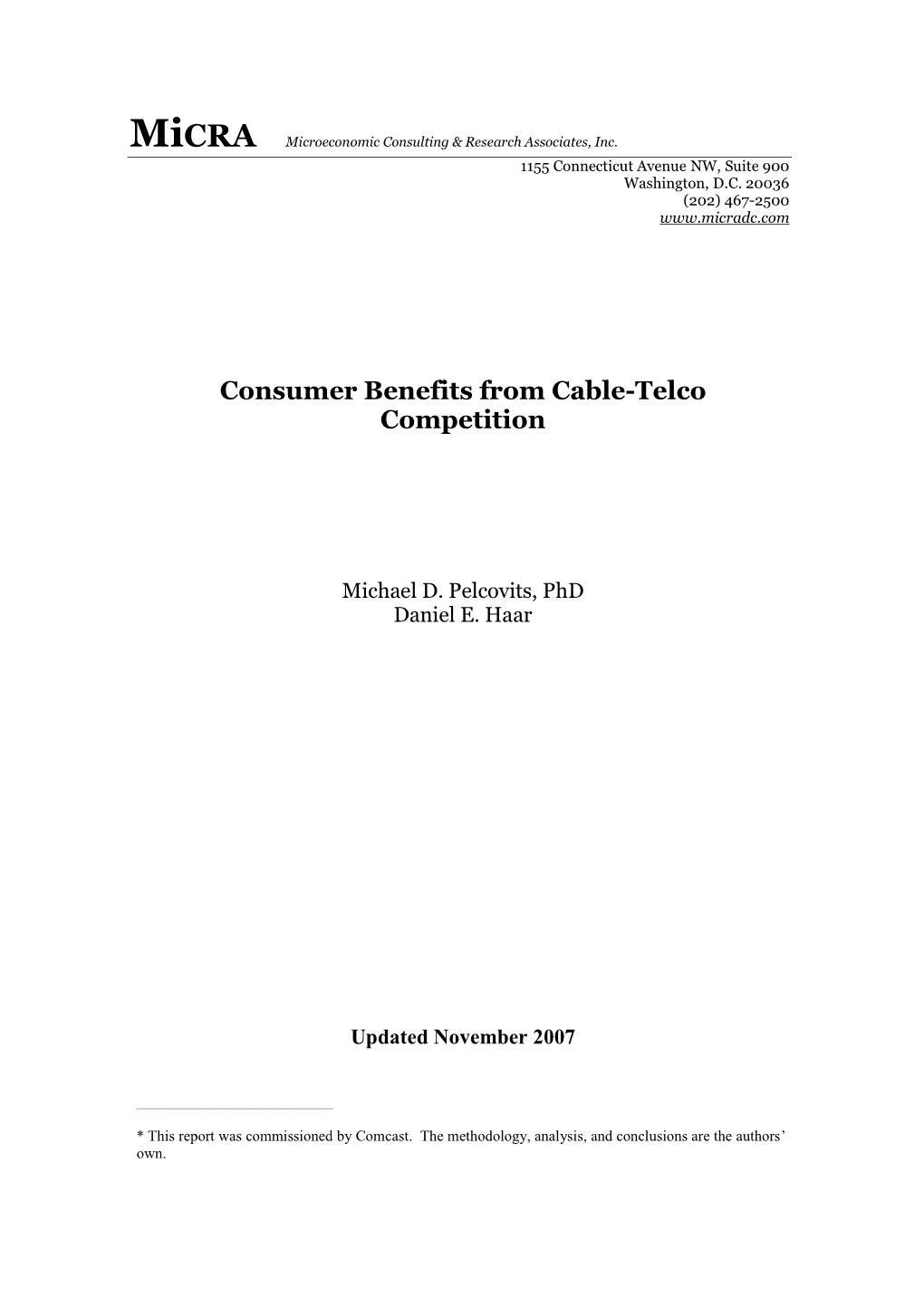 Consumer Benefits from Cable-Telco Competition