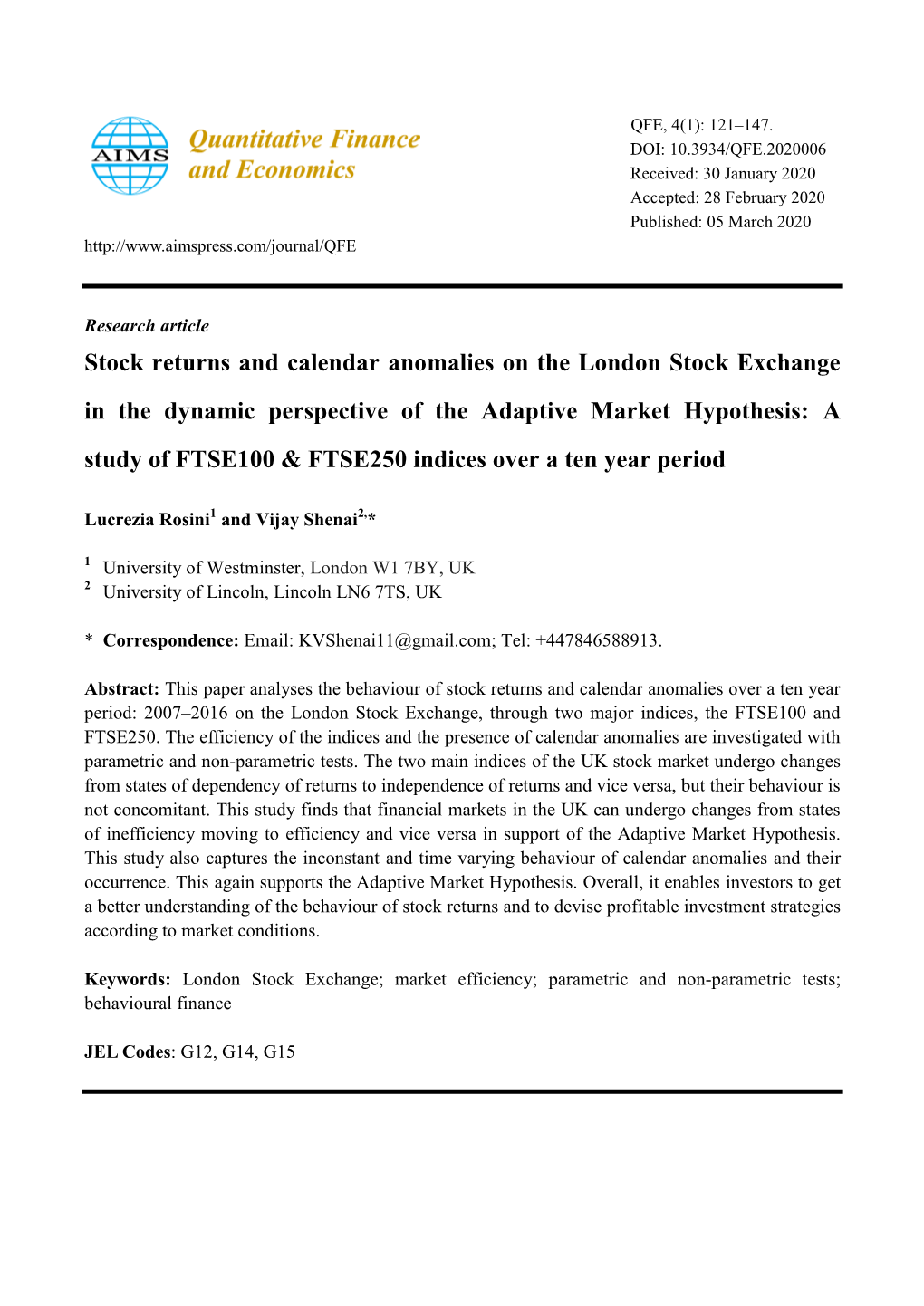 Stock Returns and Calendar Anomalies on the London Stock