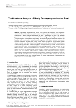 Traffic Volume Analysis of Newly Developing Semi-Urban Road