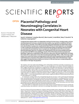 Placental Pathology and Neuroimaging Correlates in Neonates with Congenital Heart Disease