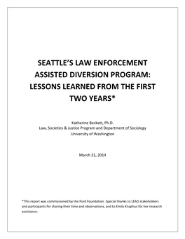 Seattle's Law Enforcement Assisted Diversion Program: Lessons