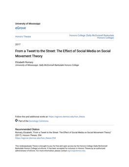 From a Tweet to the Street: the Effect of Social Media on Social Movement Theory