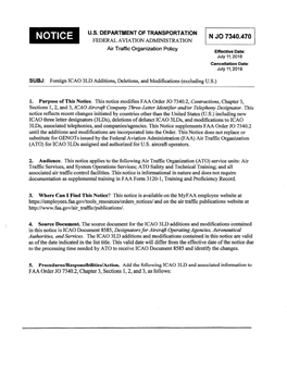 Foreign ICAO 3LD Additions, Deletions, and Modifications (Excluding U.S.)