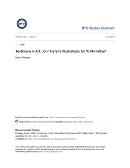 Testimony in Art: John Hafen's Illustrations for “O My Father”