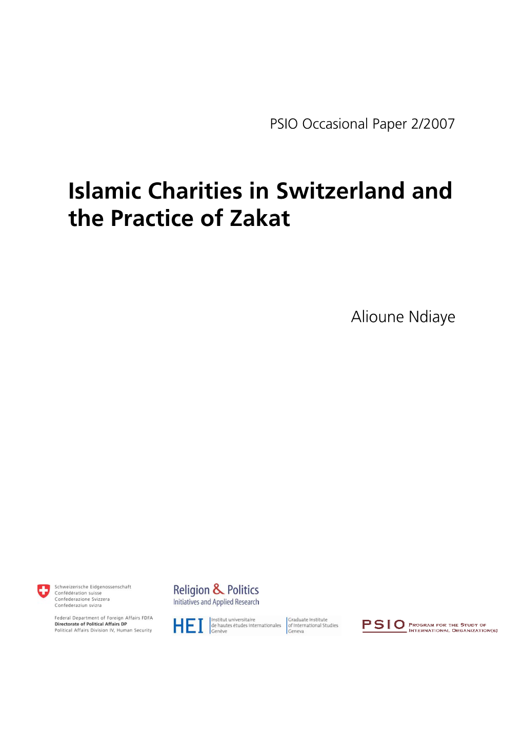 Islamic Charities in Switzerland and the Practice of Zakat