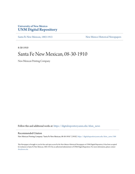Santa Fe New Mexican, 08-30-1910 New Mexican Printing Company