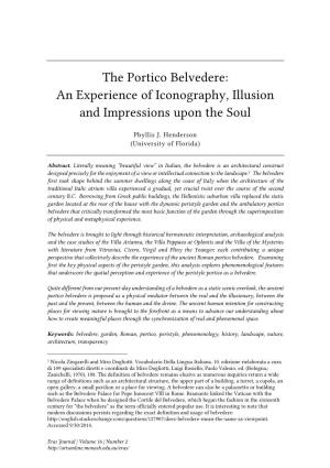 The Portico Belvedere: an Experience of Iconography, Illusion and Impressions Upon the Soul