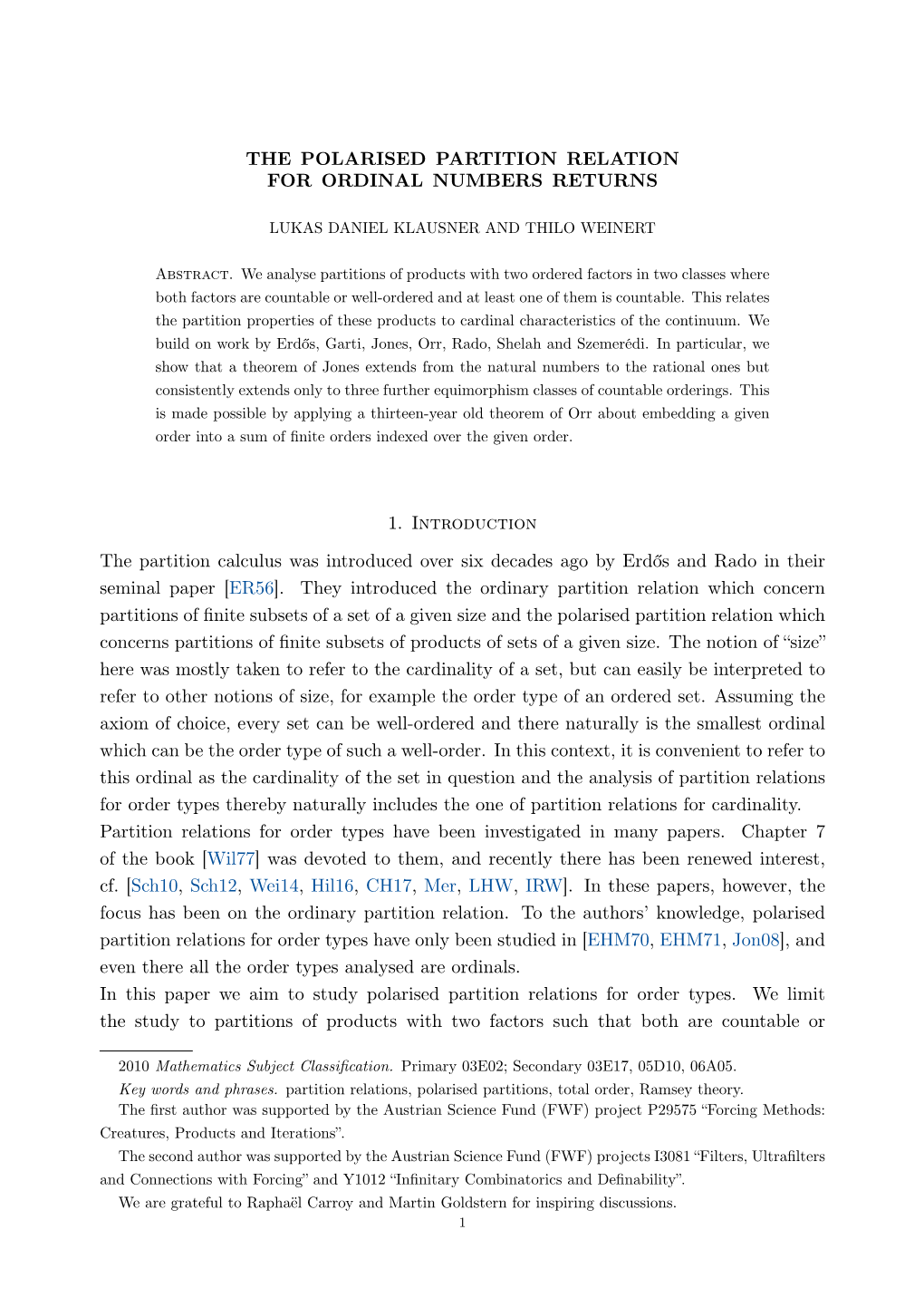 The Polarised Partition Relation for Ordinal Numbers Returns