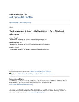 The Inclusion of Children with Disabilities in Early Childhood Education