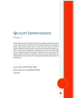 QUALITY IMPROVEMENT Chapter 5