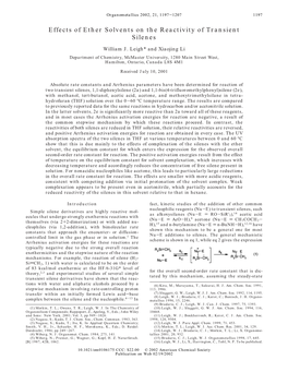 Effects of Ether Solvents on the Reactivity of Transient Silenes