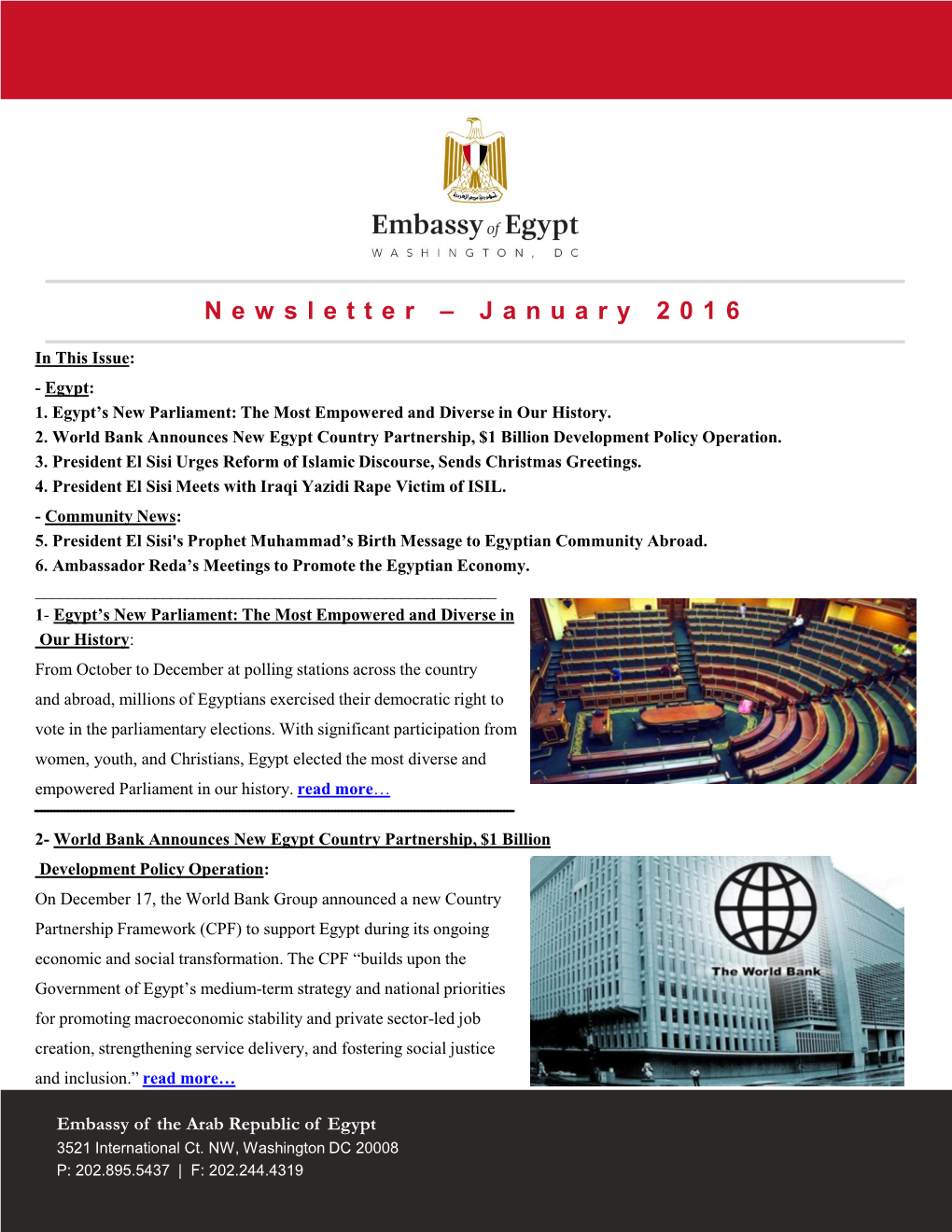 Newsletter – January 2016