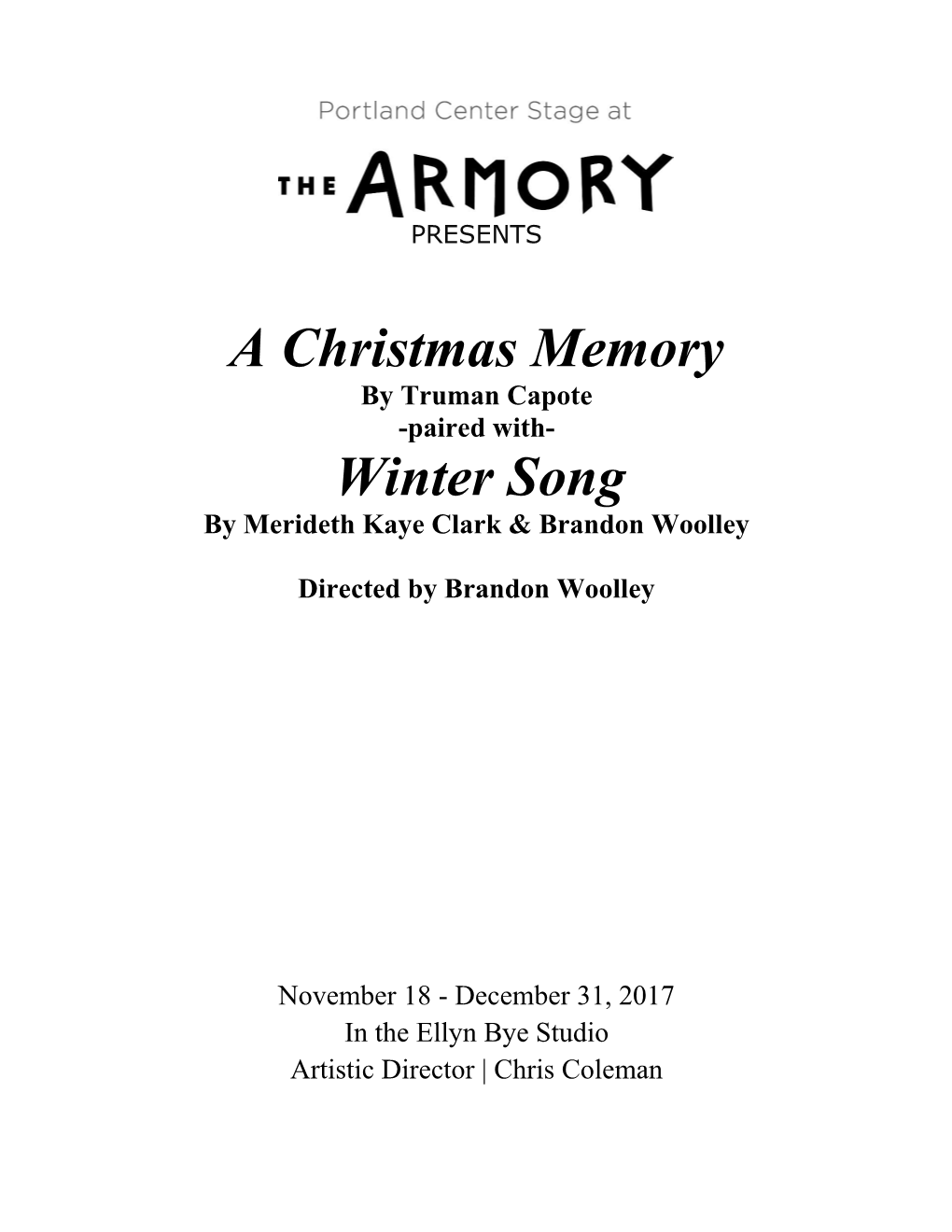 A Christmas Memory Winter Song
