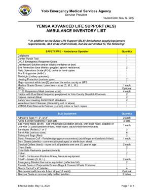 (Als) Ambulance Inventory List
