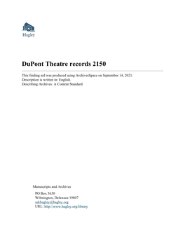 Dupont Theatre Records 2150