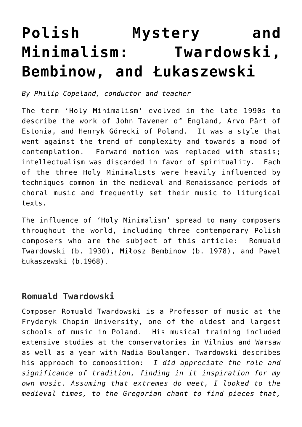 Twardowski, Bembinow, and Łukaszewski