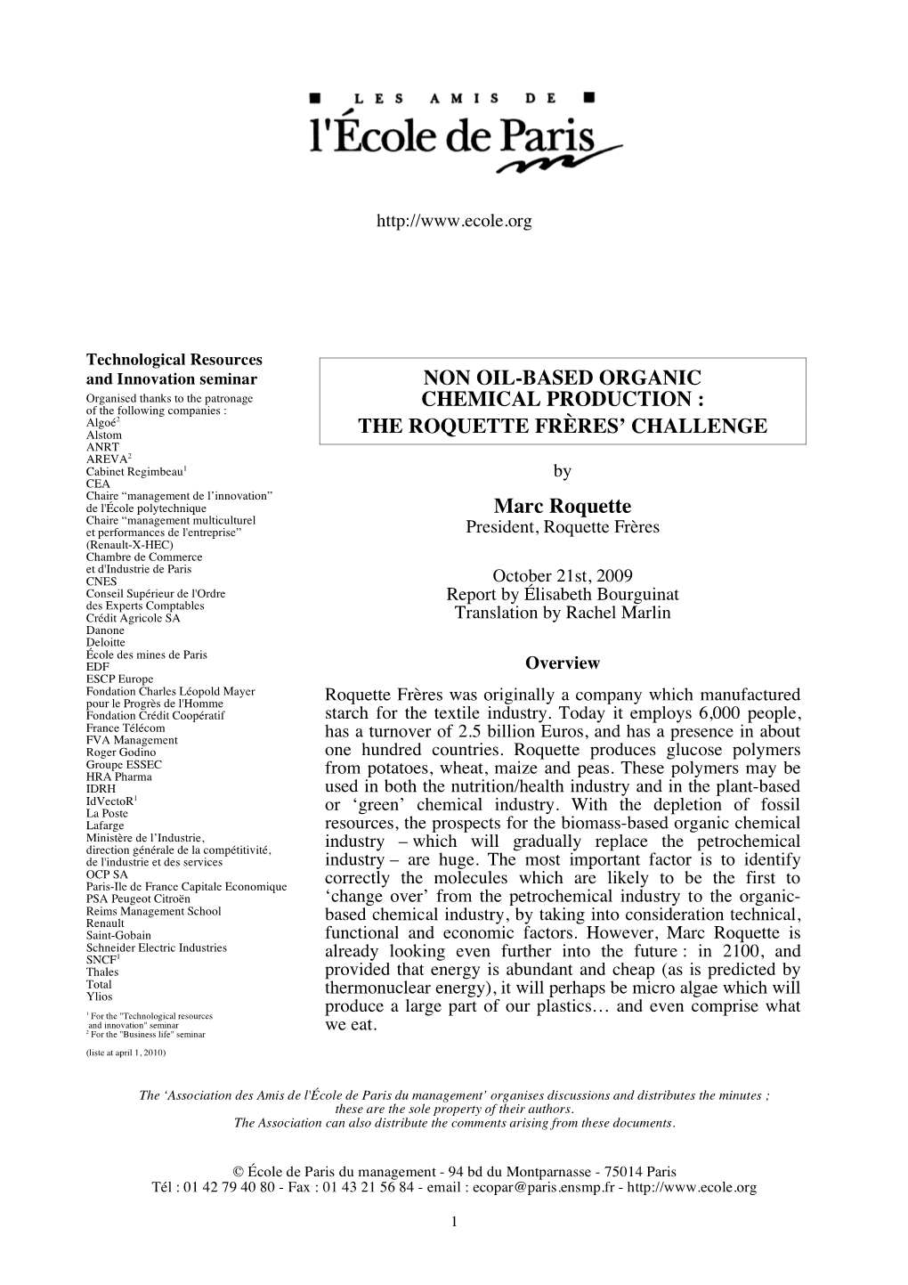 Non Oil-Based Organic Chemical Production : The