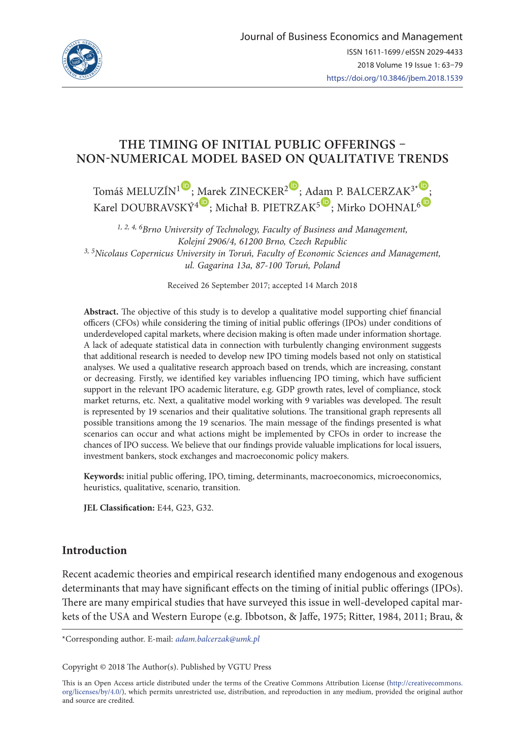 The Timing of Initial Public Offerings – Non-Numerical Model Based on Qualitative Trends