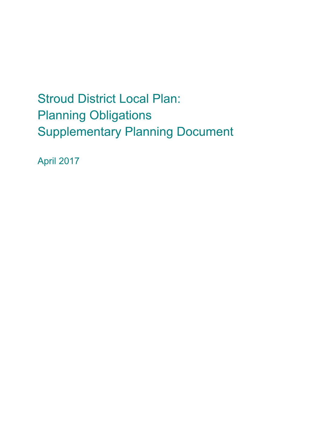 Planning Obligations Supplementary Planning Document