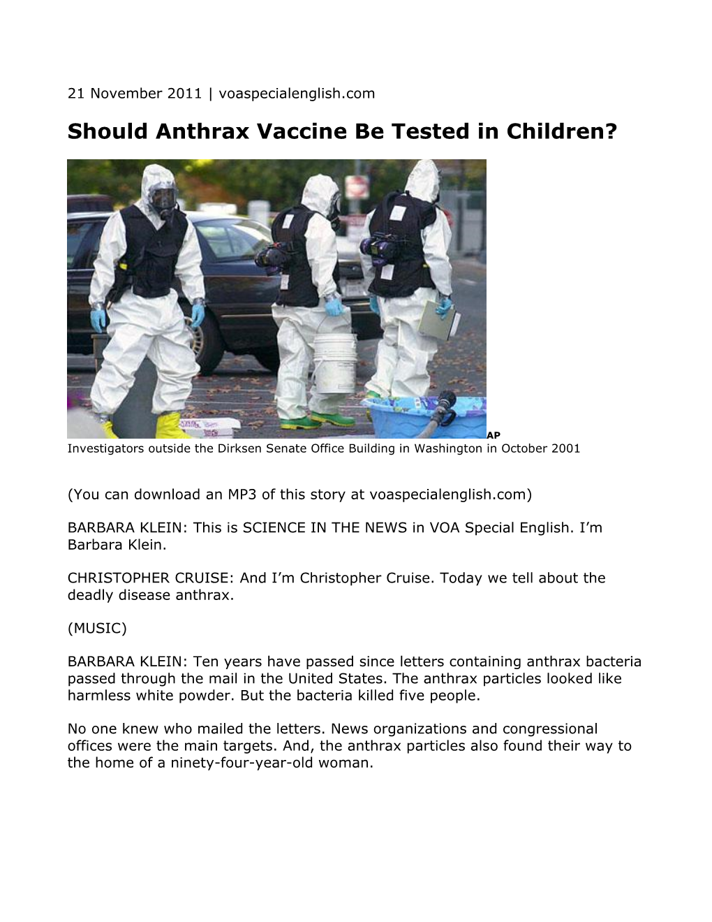 Should Anthrax Vaccine Be Tested in Children?