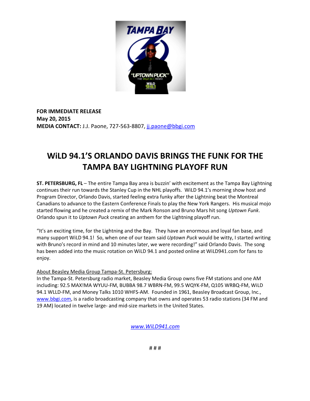 Wild 94.1'S ORLANDO DAVIS BRINGS the FUNK for THE