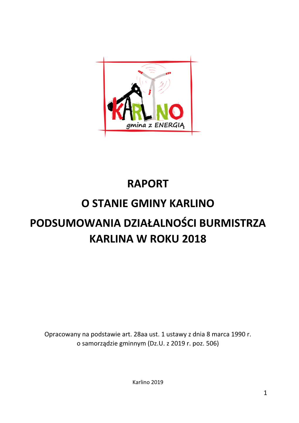 Raport O Stanie Gminy Karlino Za 2018