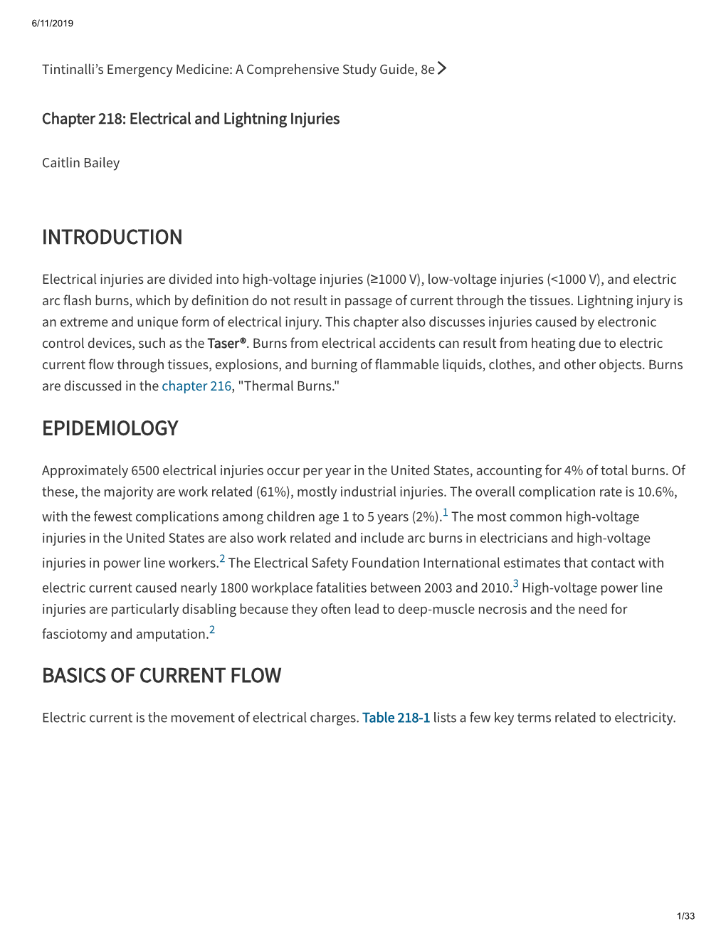 Tintinalli – Electrical and Lightning Injuries