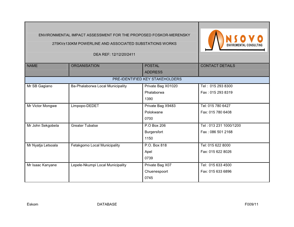 Database F009/11