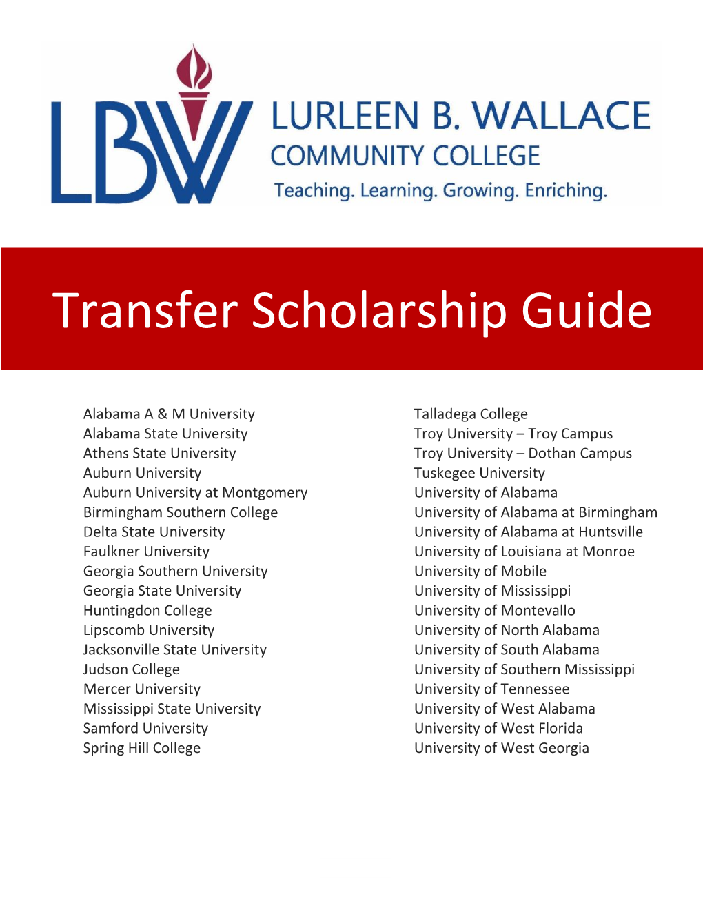 Transfer Scholarship Guide