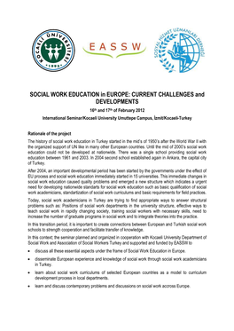 SOCIAL WORK EDUCATION in EUROPE