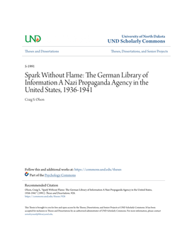 The German Library of Information a Nazi Propaganda Agency in the United States, 1936-1941 Craig S